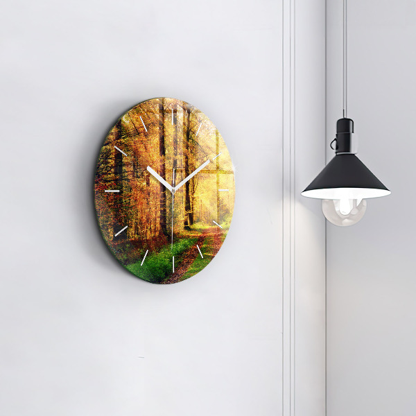 Orologio rotondo in vetro Paesaggio autunnale della foresta