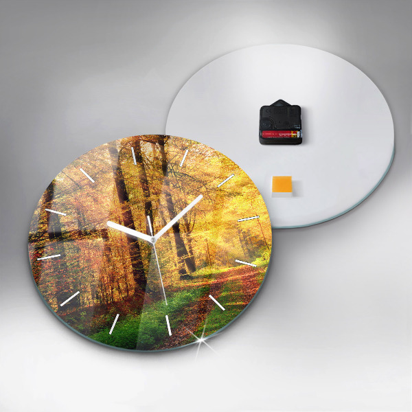 Orologio rotondo in vetro Paesaggio autunnale della foresta
