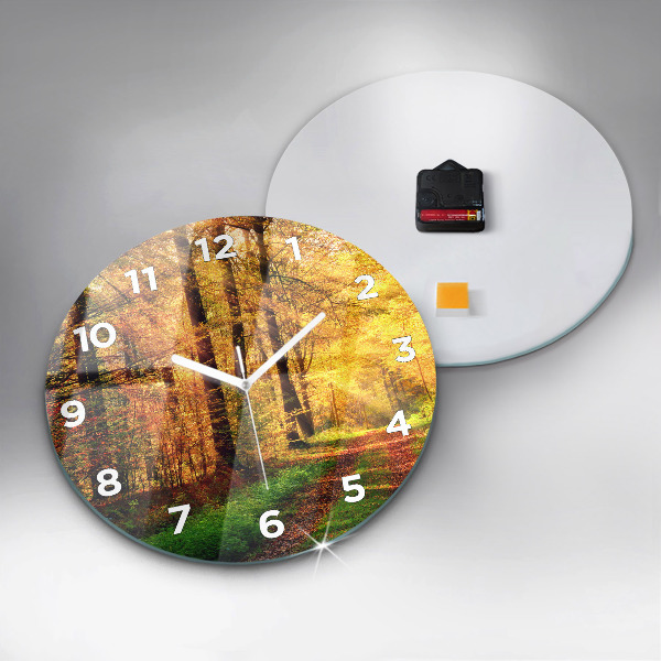 Orologio rotondo in vetro Paesaggio autunnale della foresta