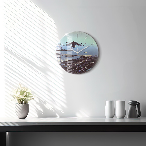 Orologio rotondo in vetro Angelo, Ponte e Bicicletta
