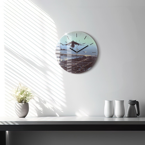 Orologio rotondo in vetro Angelo, Ponte e Bicicletta