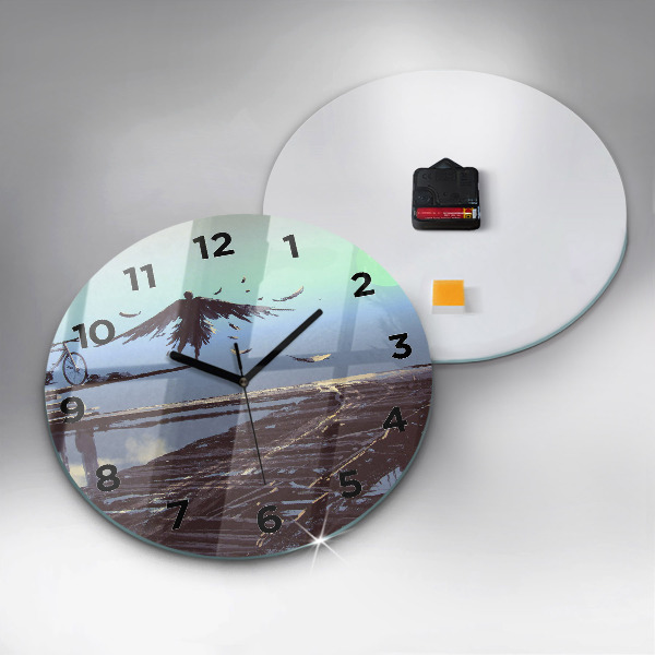 Orologio rotondo in vetro Angelo, Ponte e Bicicletta