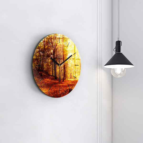 Orologio rotondo in vetro Paesaggio forestale al sole