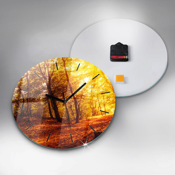 Orologio rotondo in vetro Paesaggio forestale al sole
