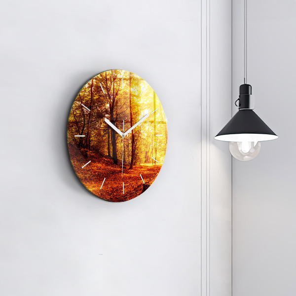 Orologio rotondo in vetro Paesaggio forestale al sole