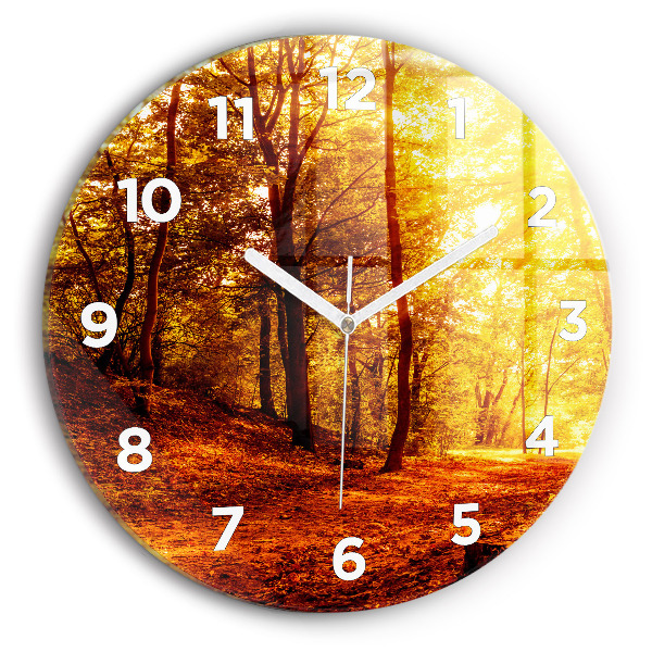 Orologio rotondo in vetro Paesaggio forestale al sole