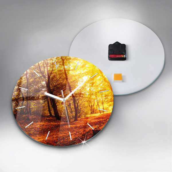 Orologio rotondo in vetro Paesaggio forestale al sole