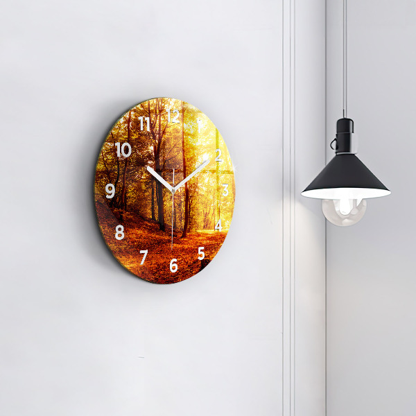 Orologio rotondo in vetro Paesaggio forestale al sole