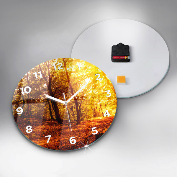Orologio rotondo in vetro Paesaggio forestale al sole