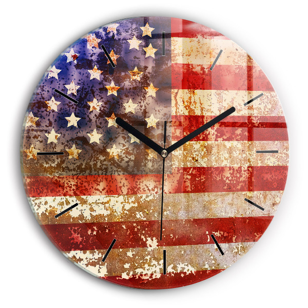 Orologio rotondo in vetro Bandiera USA d'epoca