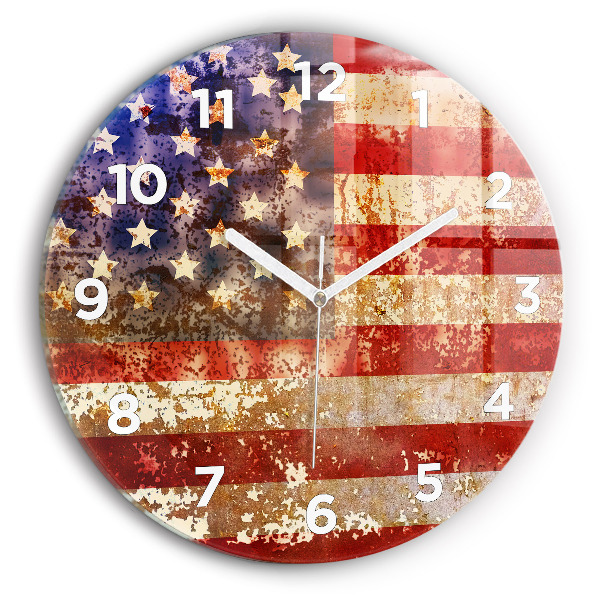 Orologio rotondo in vetro Bandiera USA d'epoca