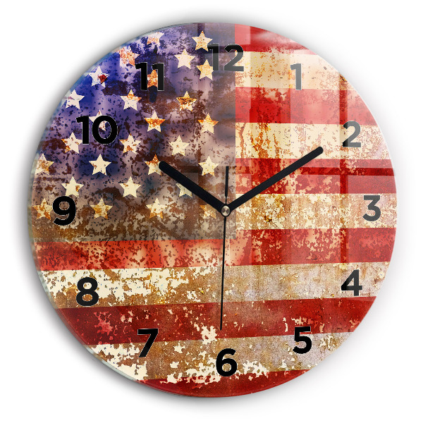 Orologio rotondo in vetro Bandiera USA d'epoca