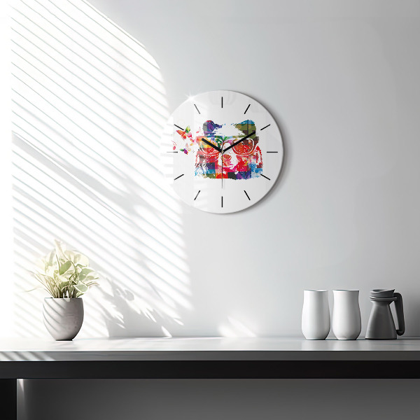 Orologio rotondo in vetro Testa d'orso