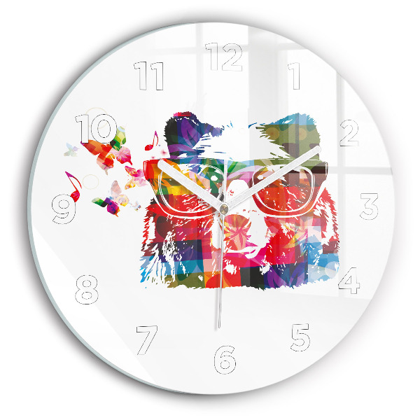 Orologio rotondo in vetro Testa d'orso
