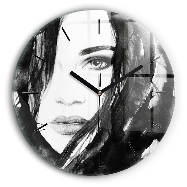 Orologio rotondo in vetro Ritratto di una donna