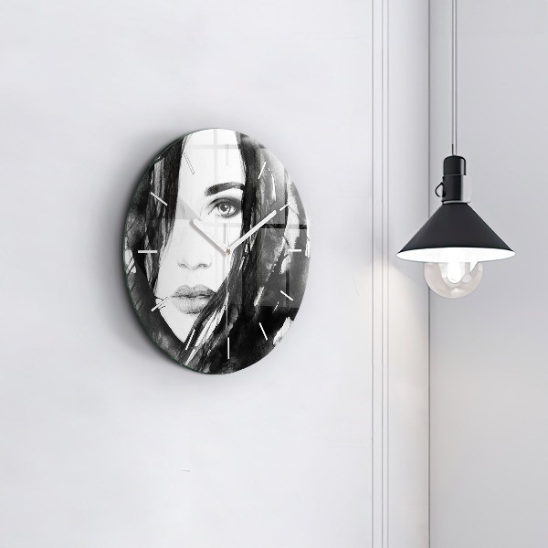Orologio rotondo in vetro Ritratto di una donna
