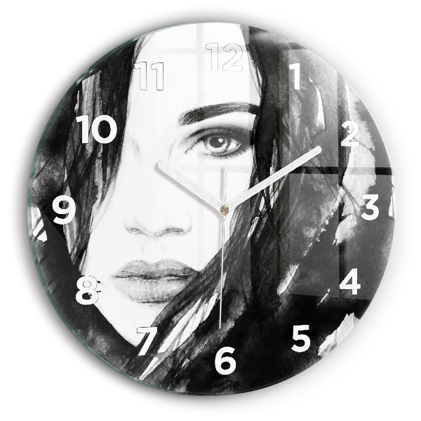 Orologio rotondo in vetro Ritratto di una donna