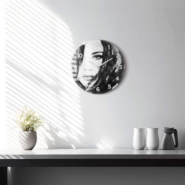 Orologio rotondo in vetro Ritratto di una donna