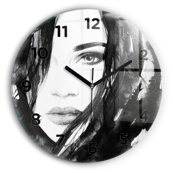 Orologio rotondo in vetro Ritratto di una donna