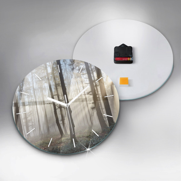Orologio rotondo in vetro Foresta nella nebbia
