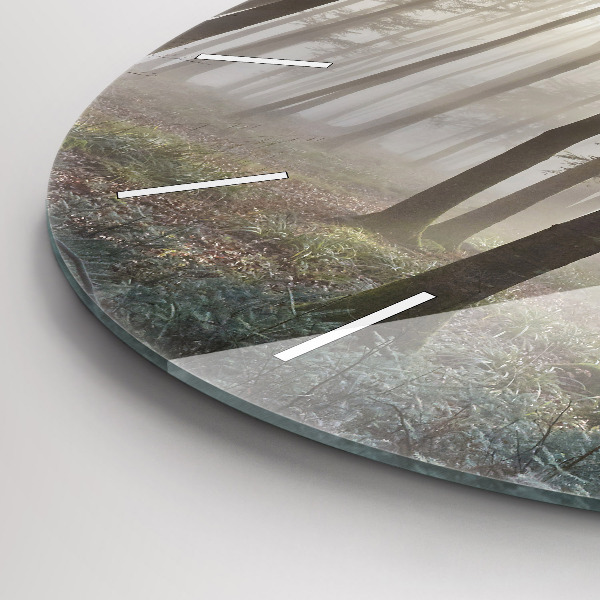 Orologio rotondo in vetro Foresta nella nebbia
