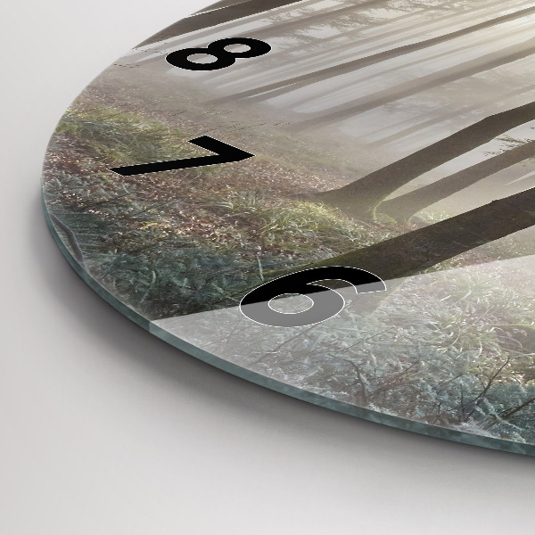 Orologio rotondo in vetro Foresta nella nebbia