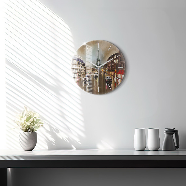 Orologio rotondo in vetro Architettura della città di Parigi