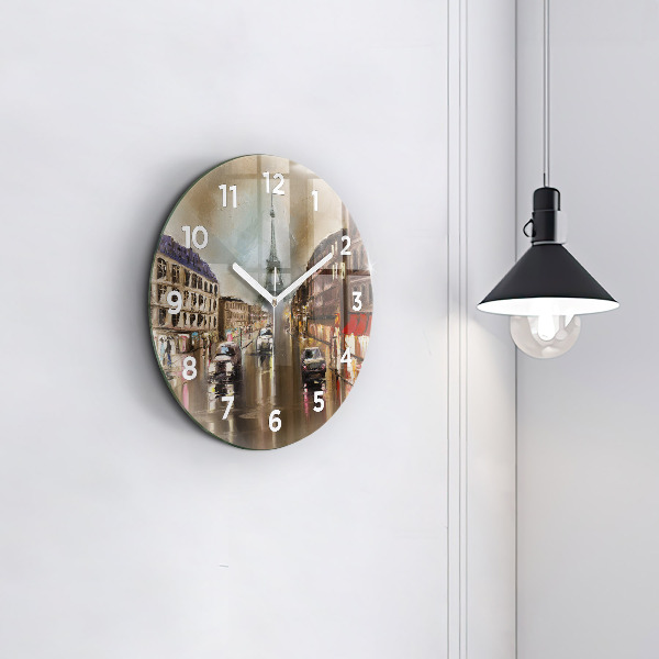 Orologio rotondo in vetro Architettura della città di Parigi