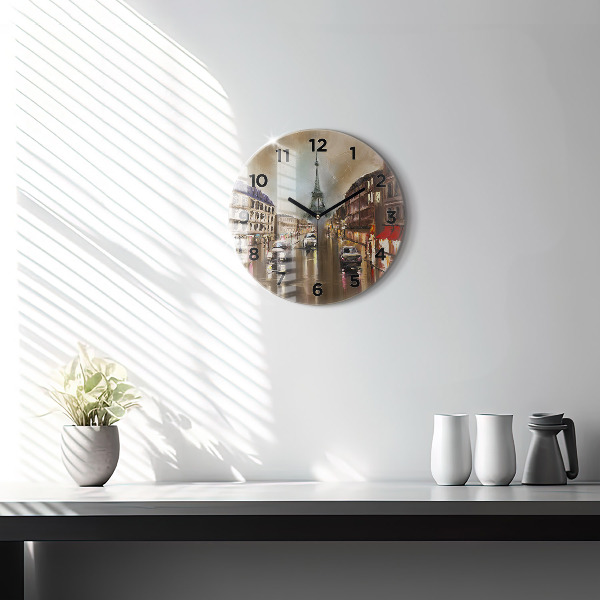 Orologio rotondo in vetro Architettura della città di Parigi