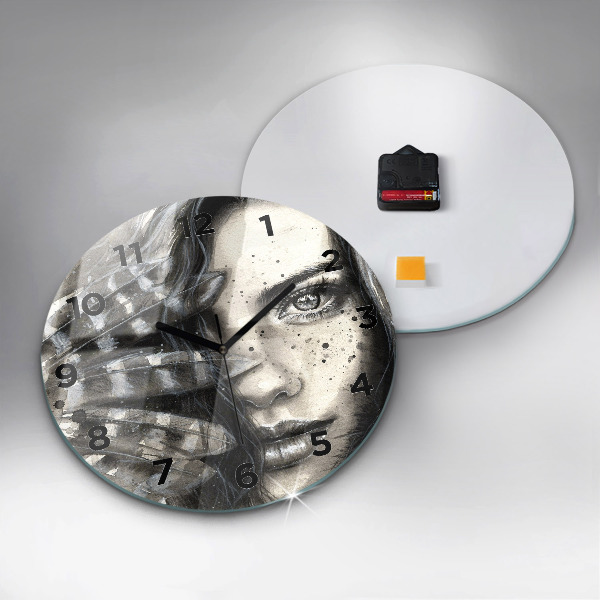 Orologio rotondo in vetro Ritratto dipinto
