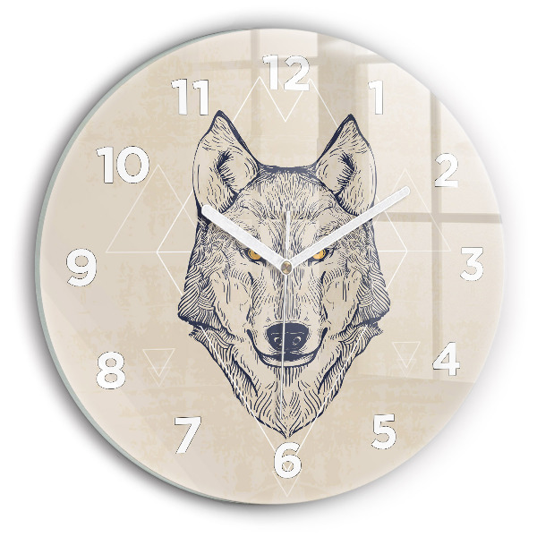 Orologio rotondo in vetro Testa di lupo
