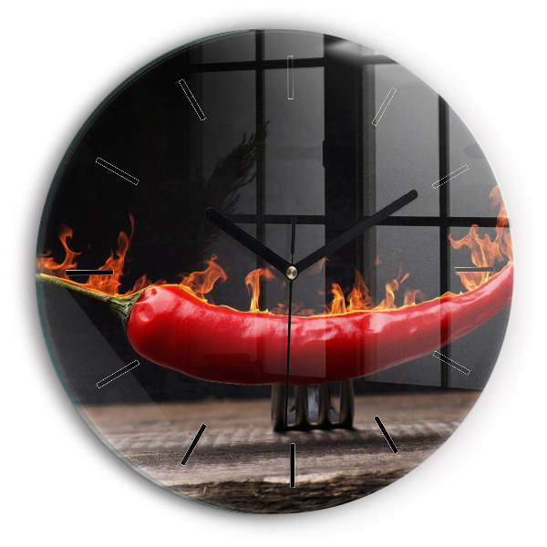 Orologio rotondo in vetro Peperone piccante