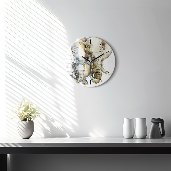 Orologio rotondo in vetro Animali dipinti elefanti