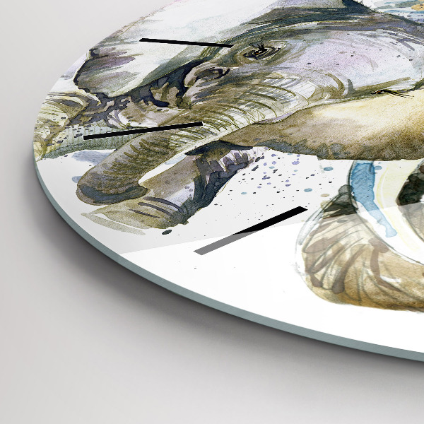 Orologio rotondo in vetro Animali dipinti elefanti