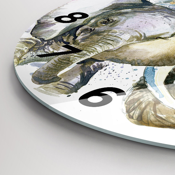 Orologio rotondo in vetro Animali dipinti elefanti