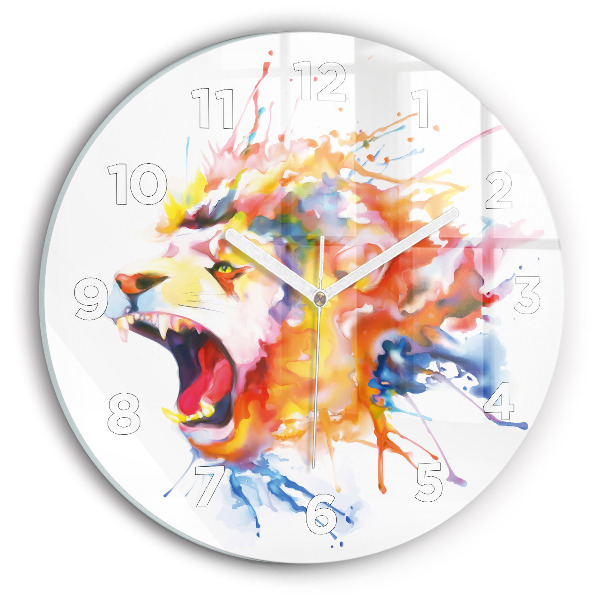 Orologio rotondo in vetro Leone - acquerello