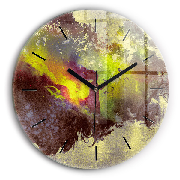 Orologio rotondo in vetro Donna nella foresta
