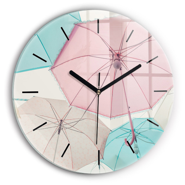 Orologio rotondo in vetro Ombrelli pastello