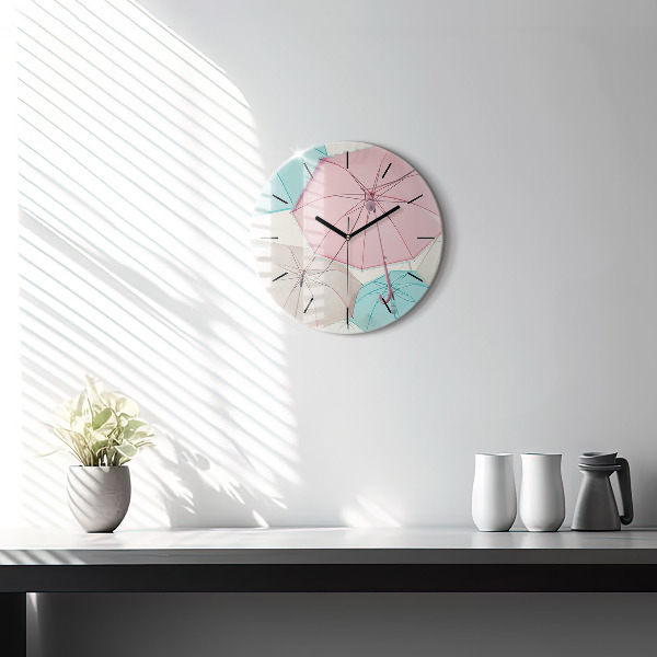 Orologio rotondo in vetro Ombrelli pastello