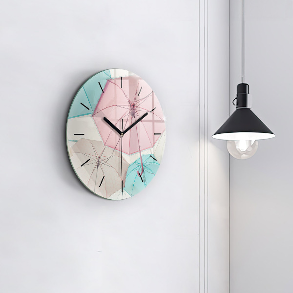 Orologio rotondo in vetro Ombrelli pastello