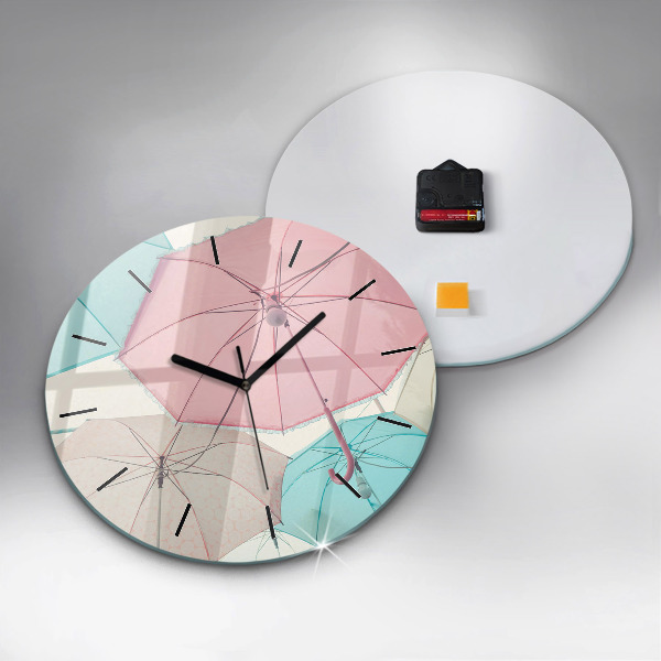 Orologio rotondo in vetro Ombrelli pastello