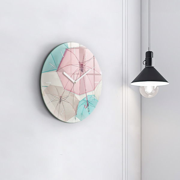 Orologio rotondo in vetro Ombrelli pastello