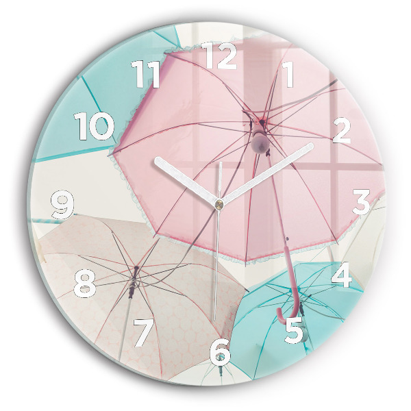 Orologio rotondo in vetro Ombrelli pastello