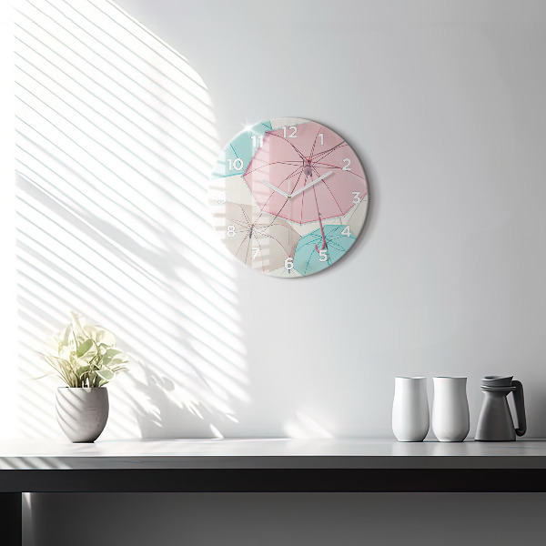 Orologio rotondo in vetro Ombrelli pastello