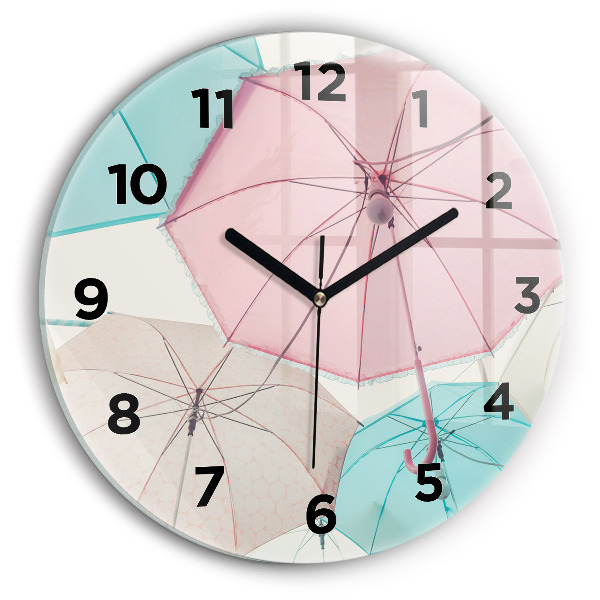Orologio rotondo in vetro Ombrelli pastello