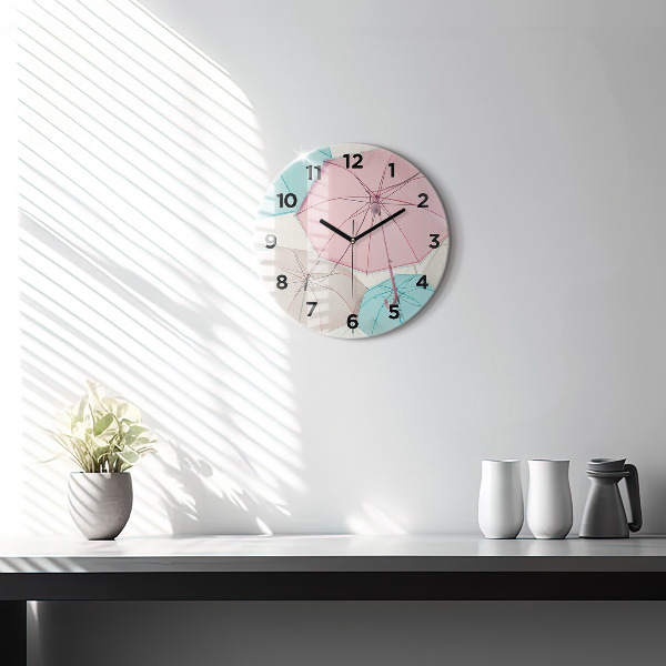Orologio rotondo in vetro Ombrelli pastello