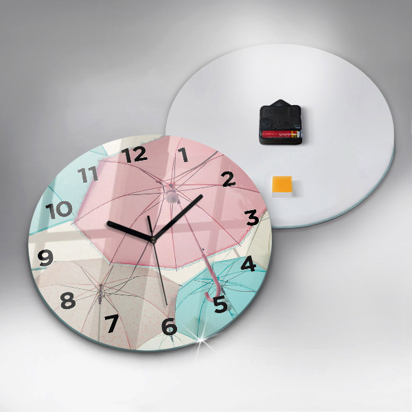 Orologio rotondo in vetro Ombrelli pastello