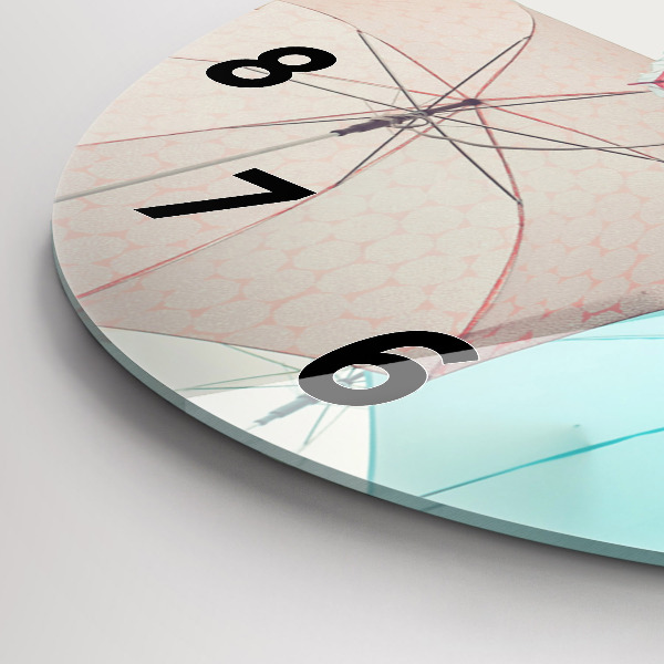 Orologio rotondo in vetro Ombrelli pastello