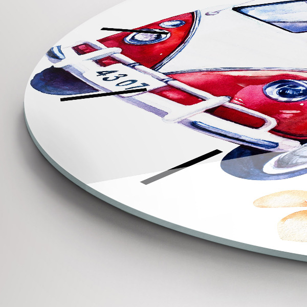 Orologio rotondo in vetro Cartello auto e surf