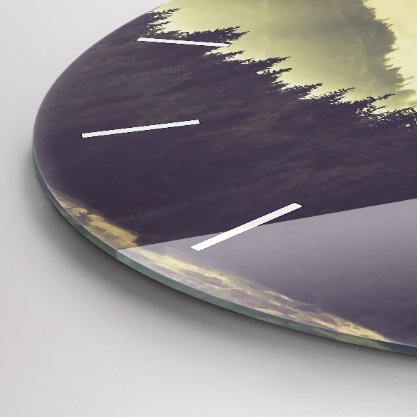 Orologio rotondo in vetro Pendii montuosi nebbiosi